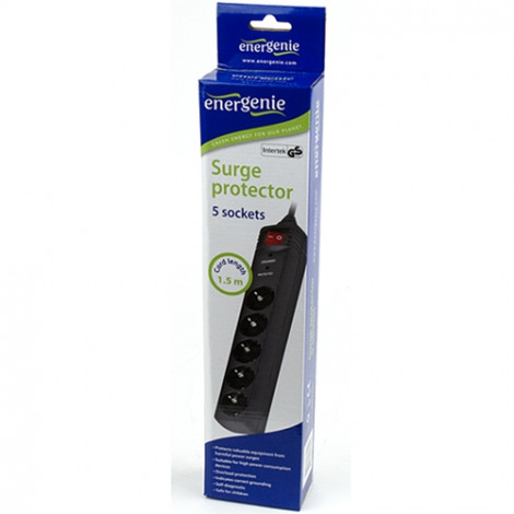 EnerGenie Surge Protector SPG5-C-5/ 1.5 m/ 5 Sockets/ Black