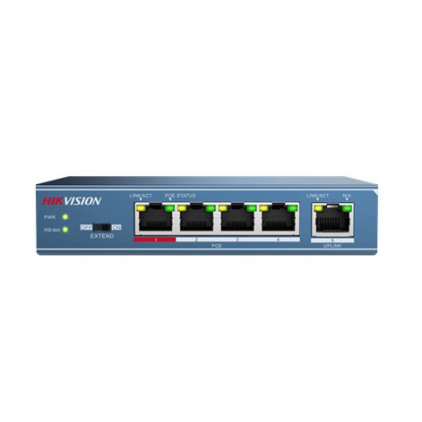 Hikvision Switch DS-3E0105P-E Unmanaged Desktop 10/100 Mbps (RJ-45) ports quantity 4 1 Gbps (RJ-45) ports quantity 1 PoE ports q