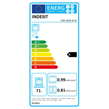 INDESIT Oven IFW 3544 JH IX 71 L Electric Hydrolytic Electronic Height 59.5 cm Width 59.5 cm Stainless steel