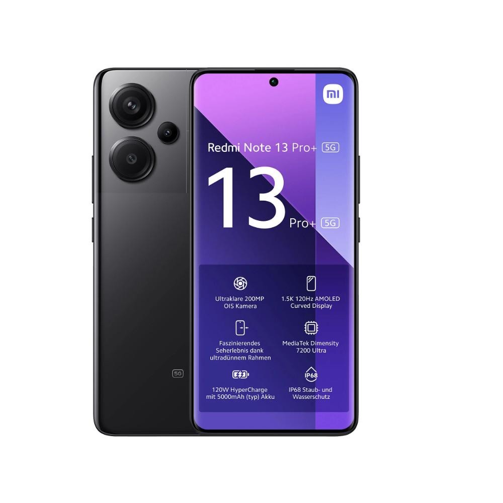 Xiaomi Redmi Note 13 Pro+ Midnight Black 6.67 " AMOLED 1220 x 2712 pixels Mediatek Dimensity 7200 Ultra Internal RAM 12 GB 128 G