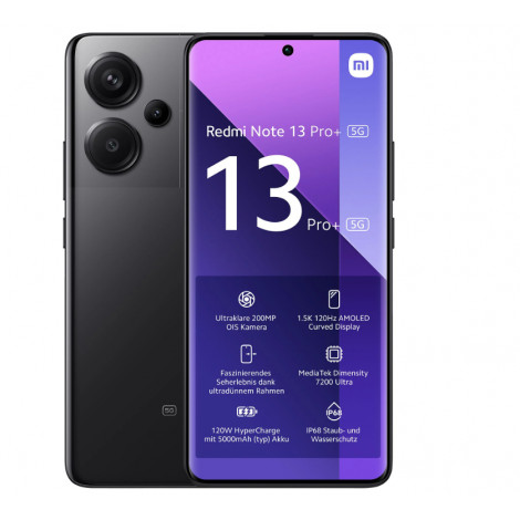 Xiaomi Redmi Note 13 Pro+ Midnight Black 6.67 " AMOLED 1220 x 2712 pixels Mediatek Dimensity 7200 Ultra Internal RAM 12 GB 128 G