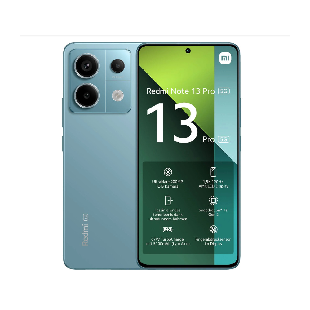 Xiaomi Redmi Note 13 Pro Ocean Teal 6.67 " AMOLED 1220 x 2712 pixels Qualcomm SM7435 Snapdragon 7s Gen 2 Internal RAM 8 GB 256 G