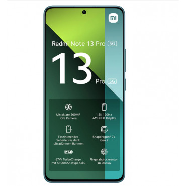 Xiaomi Redmi Note 13 Pro Ocean Teal 6.67 " AMOLED 1220 x 2712 pixels Qualcomm SM7435 Snapdragon 7s Gen 2 Internal RAM 8 GB 256 G