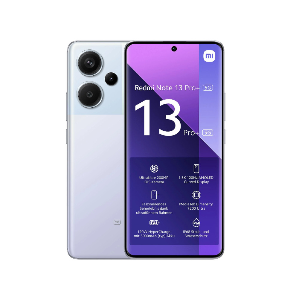 Xiaomi Redmi Note 13 Pro+ Aurora Purple 6.67 " AMOLED 1220 x 2712 pixels Mediatek Dimensity 7200 Ultra Internal RAM 12 GB 512 GB