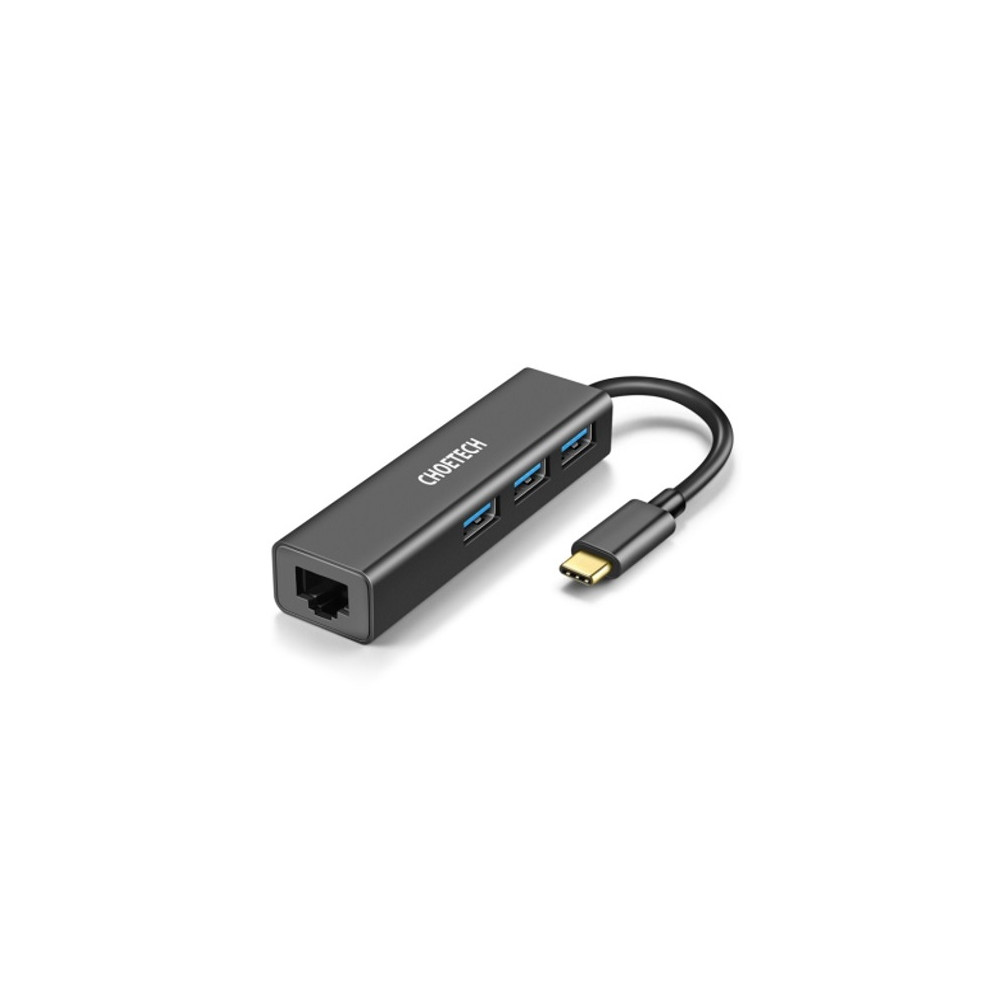 Adapteris CHOETECH USB Type-C - 1x RJ-45, 3x USB Type-A