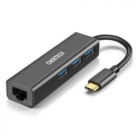 Adapteris CHOETECH USB Type-C - 1x RJ-45, 3x USB Type-A