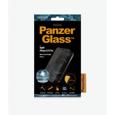 PanzerGlass | Apple | For iPhone 12/12 Pro | Glass | Black | 100% touch The coating is non-toxic | Case Friendly