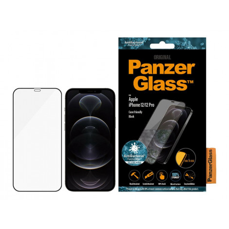 PanzerGlass | Apple | For iPhone 12/12 Pro | Glass | Black | 100% touch The coating is non-toxic | Case Friendly