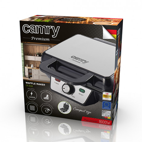 Camry | CR 3046 | Waffle Maker | 1600 W | Number of pastry 2 | Belgium | Black/Stainless Steel