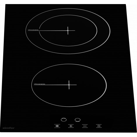 Simfer | H3.020.DEBSP | Hob | Vitroceramic | Number of burners/cooking zones 2 | Touch | Black