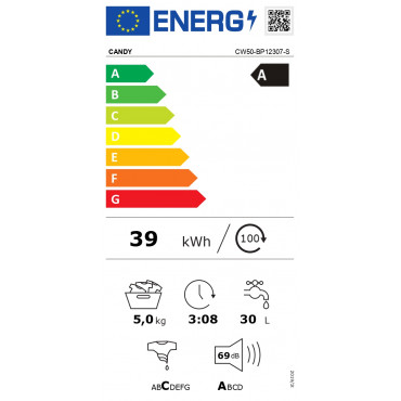 Washing Machine | CW50-BP12307-S | Energy efficiency class A | Front loading | Washing capacity 5 kg | 1200 RPM | Depth 49 cm | 