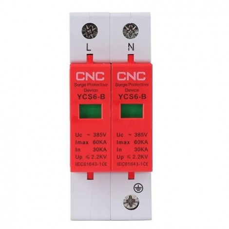 AC viršįtampių ribotuvas, 2 kontaktų, B klasės, 30-60 kA, 385VAC