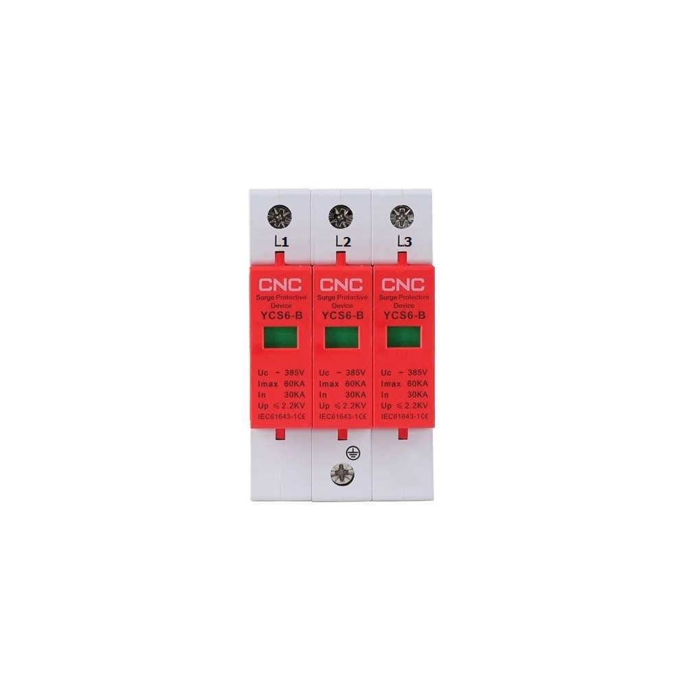 AC viršįtampių ribotuvas, 3 kontaktų, B klasės, 30-60 kA, 385VAC