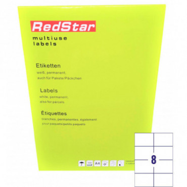 RedStar Lipnus Popierius A4, 8 etiketės, 100 lapų