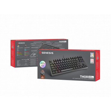 Genesis Mechanical Gaming Keyboard THOR 404 TKL RGB Mechanical Gaming Keyboard Wired US Kailh Box Brown V2 USB Type-A 1005 g