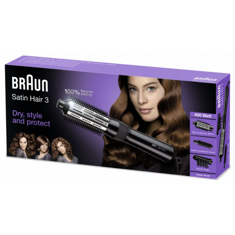 Braun Satin Hair 3 AS 330 Warranty 24 month(s) Number of heating levels 2 Ceramic heating system 400 W Black, Blue, Lilac