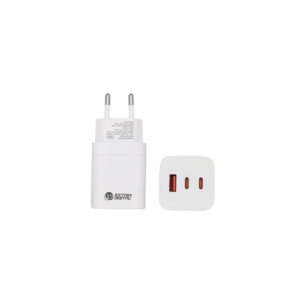 Kroviklis GaN 2x USB Type-C, USB Type-A: 65W, PPS