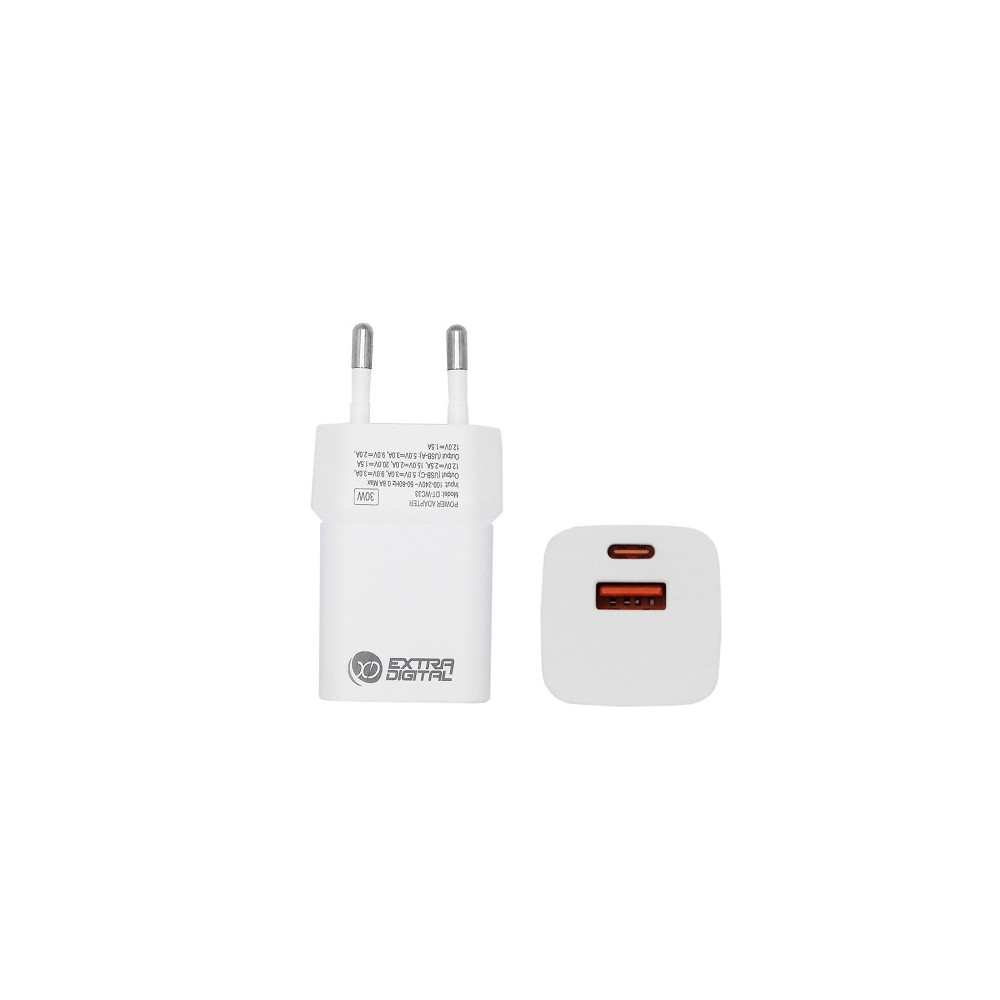 Kroviklis GaN USB Type-C, USB Type-A: 30W, PPS