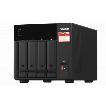 QNAP | 4-Bay QTS and QuTS hero NAS | TS-473A-8G | Up to 4 HDD/SSD Hot-Swap | AMD Ryzen | Ryzen V1500B Quad-Core | Processor freq