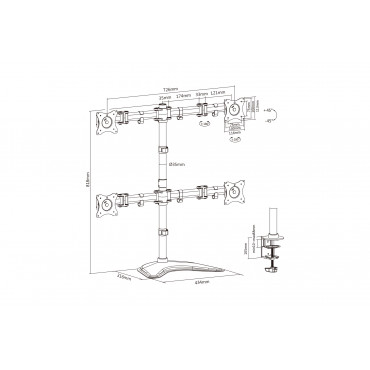 Digitus | Desk Mount | DA-90364 | Tilt, swivel, rotate | Black