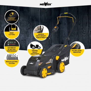 MoWox | 40V Comfort Series Cordless Lawnmower | EM 3440 PX-Li | Mowing Area 200 m