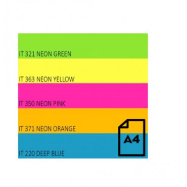 Spalvotas Neon popierius Double A, 75g, A4, 500 lapų, Rainbow 4, 5 Neon spalvų