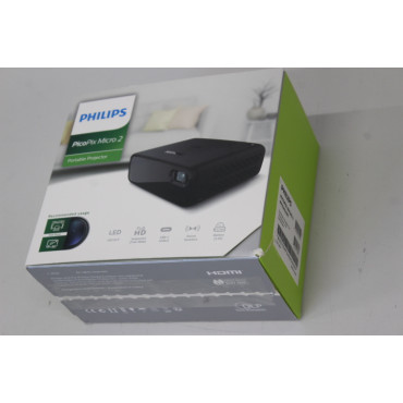 SALE OUT. Philips PicoPix Micro 2 Mobile Projector, 854x480, 16:9, 600:1, Black USED AS DEMO, DAMAGED PACKAGING, SCRATCHED | PPX