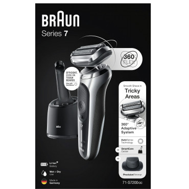 Braun | Shaver | 71-S7200cc | Operating time (max) 50 min | Wet & Dry | Silver/Black