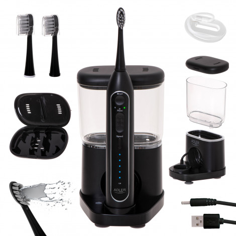 Adler 2-in-1 Water Flossing Sonic Brush | AD 2180b | Rechargeable | For adults | Number of brush heads included 2 | Number of te