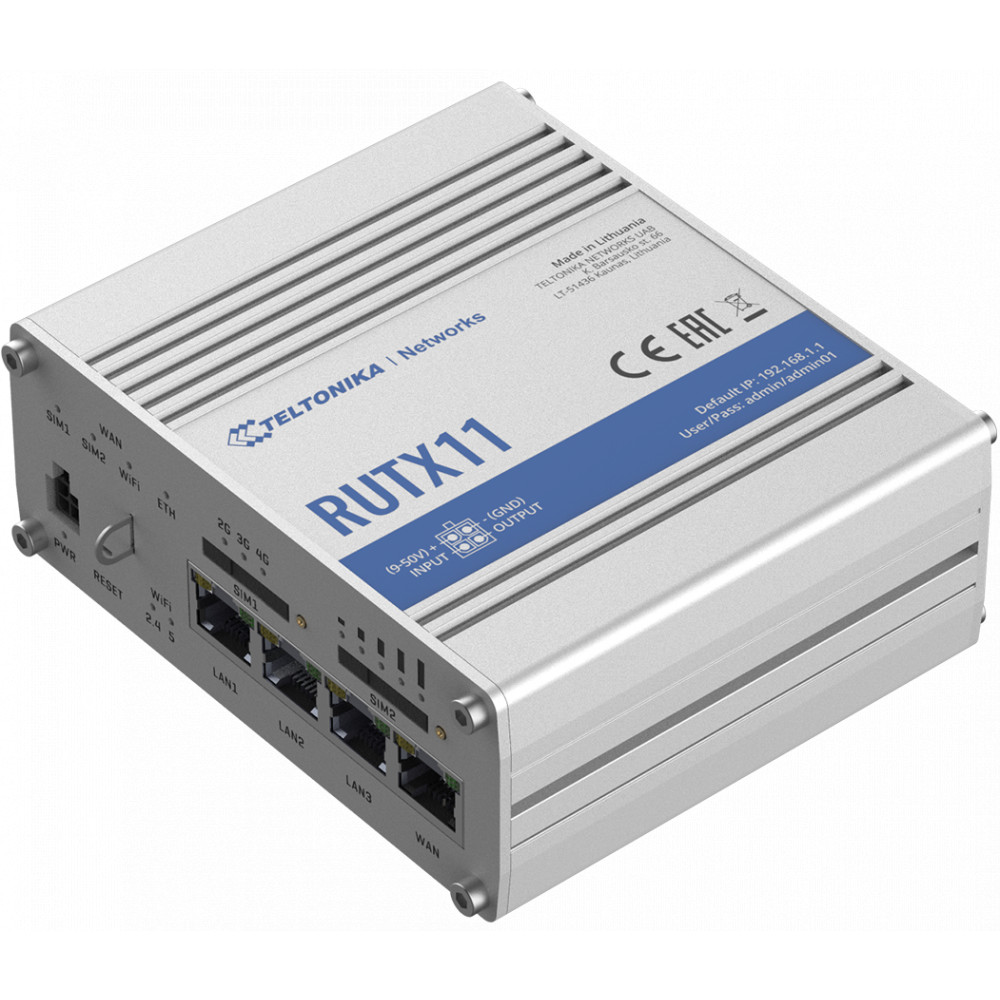 Industrial Router 4G LTE Cat6 DualSIM | RUTX11 | 802.11ac | 867 Mbit/s | 10/100/1000 Mbit/s | Ethernet LAN (RJ-45) ports 4 | Mes