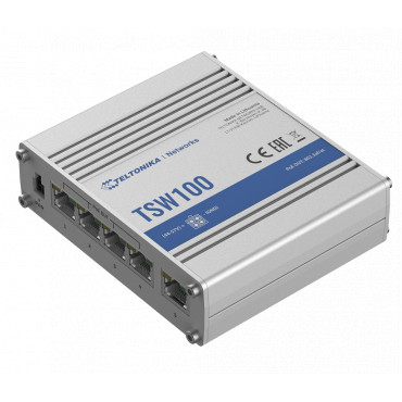 Teltonika | Industiral POE+ Swith | TSW100 | Unmanaged | Desktop | 1 Gbps (RJ-45) ports quantity 5 | SFP ports quantity | PoE po