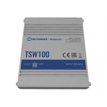 Teltonika | Industiral POE+ Swith | TSW100 | Unmanaged | Desktop | 1 Gbps (RJ-45) ports quantity 5 | SFP ports quantity | PoE po