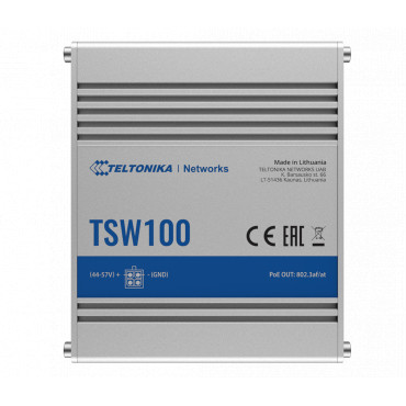 Teltonika | Industiral POE+ Swith | TSW100 | Unmanaged | Desktop | 1 Gbps (RJ-45) ports quantity 5 | SFP ports quantity | PoE po