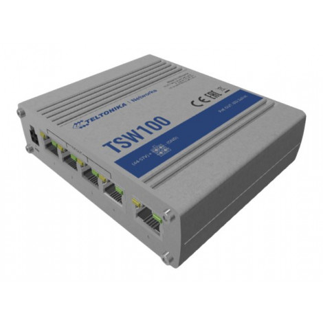 Teltonika | Industiral POE+ Swith | TSW100 | Unmanaged | Desktop | 1 Gbps (RJ-45) ports quantity 5 | SFP ports quantity | PoE po