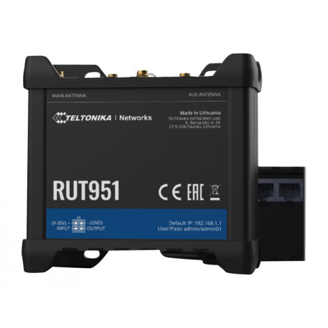 Industrial Cellular router | RUT951 | 802.11n | Mbit/s | 10/100 Mbit/s | Ethernet LAN (RJ-45) ports 4 | Mesh Support No | MU-MiM