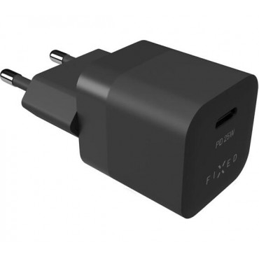 FIXED Mini USB-C Travel Charger 25W, Black