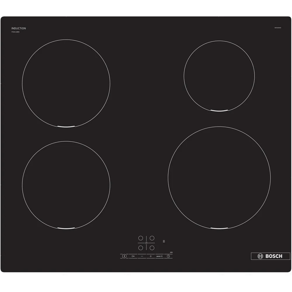 Bosch Hob | PIE611BB5E | Induction | Number of burners/cooking zones 4 | Touch | Timer | Black | Display