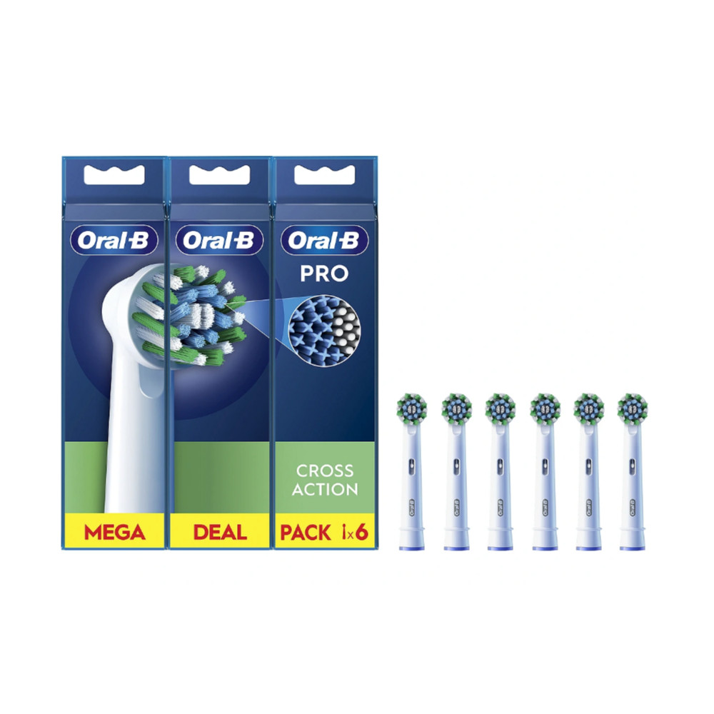 Oral-B | Replaceable toothbrush heads | EB50RX-6 Cross Action Pro | Heads | For adults | Number of brush heads included 6 | Whit