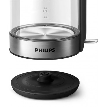 Philips | Kettle | HD9339/80 | Electric | 2200 W | 1.7 L | Stainless steel/Glass | 360 rotational base | Black/Silver