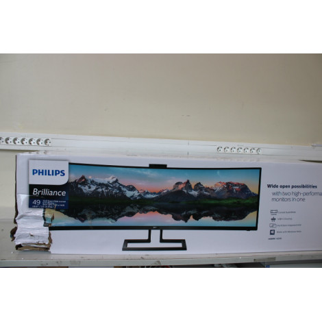 SALE OUT. Philips 499P9H/00 48,8" (124 cm) VA/32:9, 5120 x 1440, 450 cd/m2/ HDMI, USB/ Black, DAMAGED PACKAGING | SuperWide curv