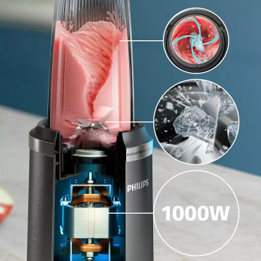 Philips Blender | HR2766/00 | Tabletop | 1000 W | Jar material Plastic | Jar capacity 0.7 + 0.3 L | Ice crushing | Black