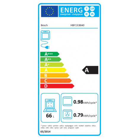 Bosch | Oven | HBF133BA0 | 66 L | Electric | EcoClean | Knobs | Height 59.5 cm | Width 59.4 cm | Black