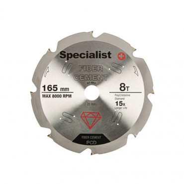 SPECIALIST+ etc. disc fiber. for cement, 8T 165 x 20 mm