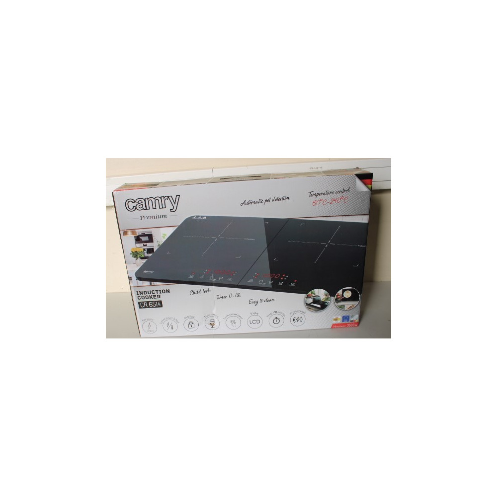 SALE OUT. Camry CR 6514 Cooker induction two-burner, Black, DAMAGED PACKAGING | Hob | CR 6514 | Number of burners/cooking zones 
