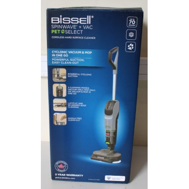 SALE OUT. Bissell SpinWave + Vac PET Select, Cordless Hard Surface Cleaner, Handstick, DAMAGED PACKAGING, UNPACKED, USED, SCRATC
