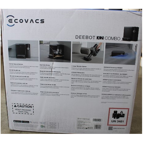 SALE OUT. Ecovacs DEEBOT X2 COMBO Vacuum cleaner,Robot+Handheld,Wet&Dry,Robot Operating 210 min,Dust bin 0,42L,6400 mAh,Black+Du