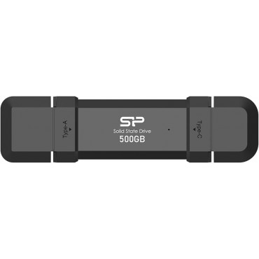 SILICON POWER DS72 Dual USB-C/USB 3.2 Gen 2 Portable External SSD, 500GB, Black