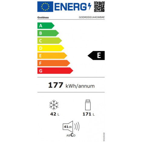 Refrigerator | GODRDD0144GW8AE | Energy efficiency class E | Free standing | Double Door | Height 145 cm | Fridge net capacity 1