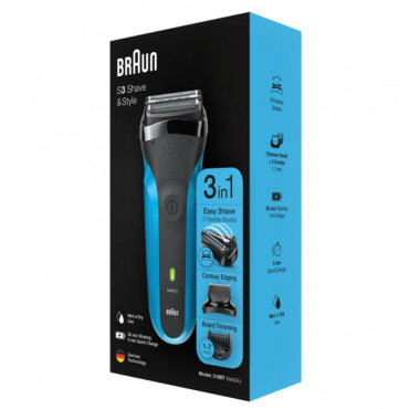 Braun | Shaver with Trimmer | Shave&Style 310BT | Cordless | Wet & Dry | Number of length steps 5 | Black/Blue