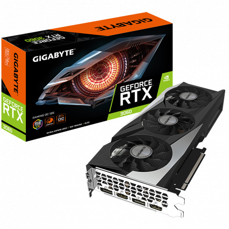 Gigabyte GV-N3060GAMING OC-12GD, LHR version NVIDIA 12 GB GeForce RTX 3060 GDDR6 PCI-E 4.0 x 16 Processor frequency 1837 MHz HDM